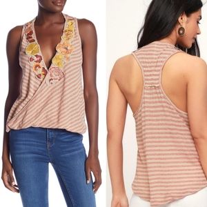 FREE PEOPLE Floral Applique Frida Tank NWT XS